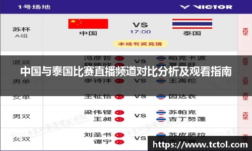中国与泰国比赛直播频道对比分析及观看指南